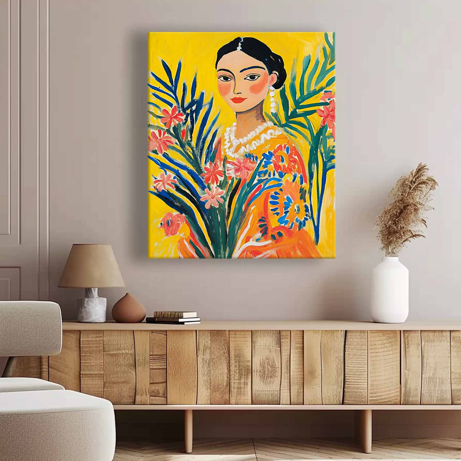 Gorgeous Original Modern Wall Art Portrait Of A Young Woman Artwork Girl In A Romantic Vintage Style