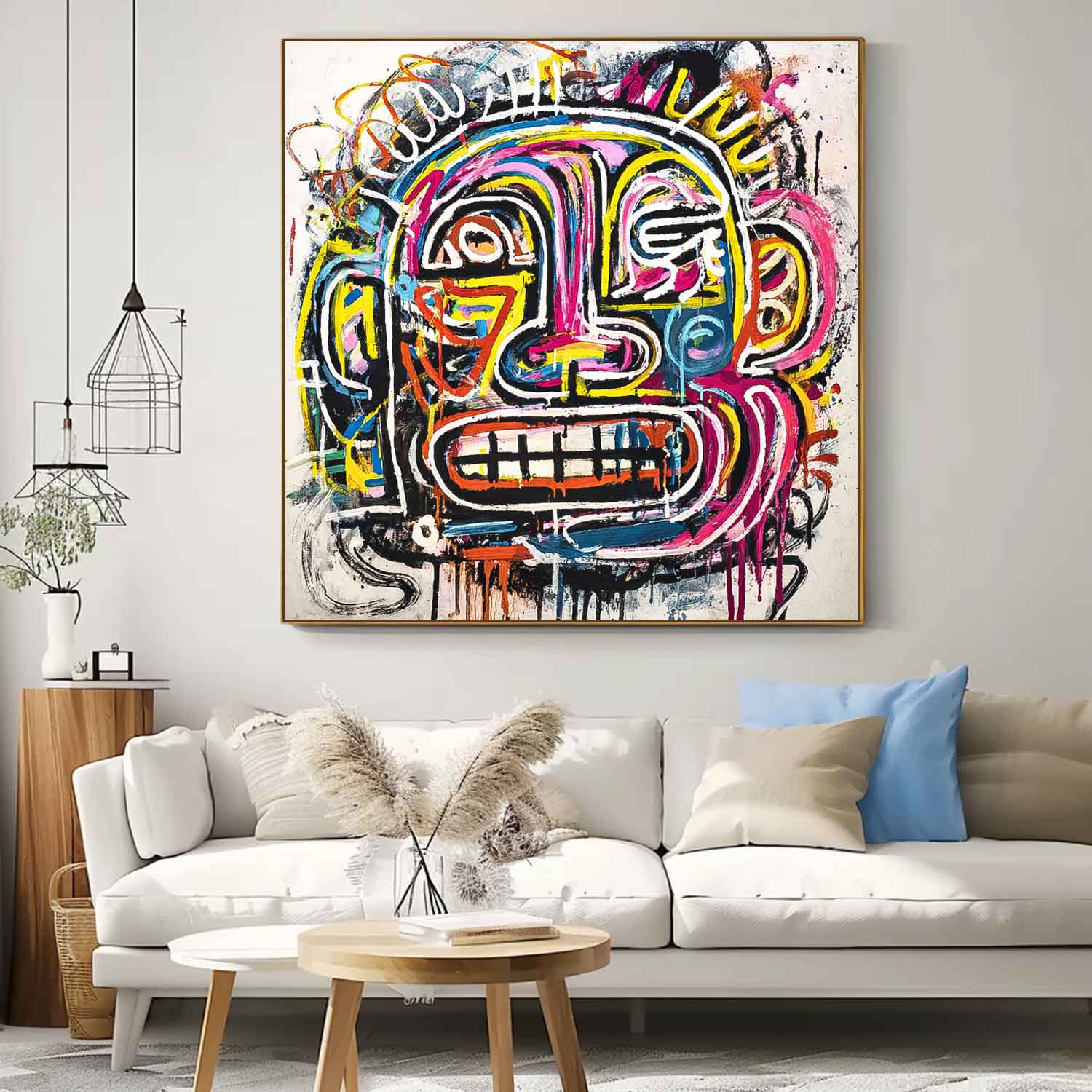 Original Colorful Face Painting Large Graffiti Face Wall Art Abstract Portrait Oil Painting On Canvas