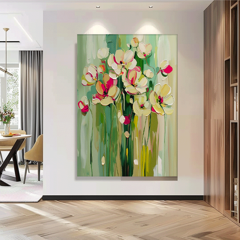 Large Textured Abstract Flower Paintings Contemporary Floral Paintings Summer Painting Framed Floral Wall Art