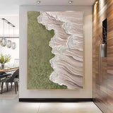 Original Abstract Beach Oil Painting On Canvas Large 3D Green Ocean Wall Art Seascape Artwork Decor