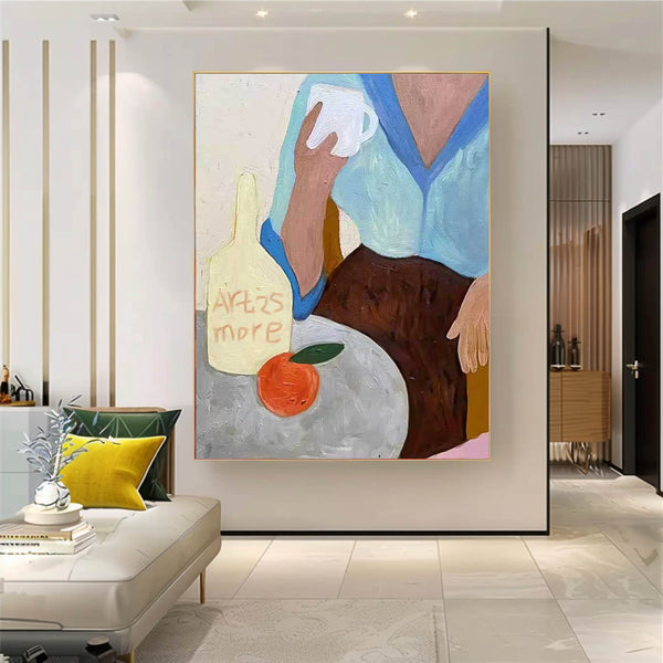 Original Wall Art Minimalist Abstract Cartoon Characters oil Painting On Canvas Modern People Acrylic Painting 