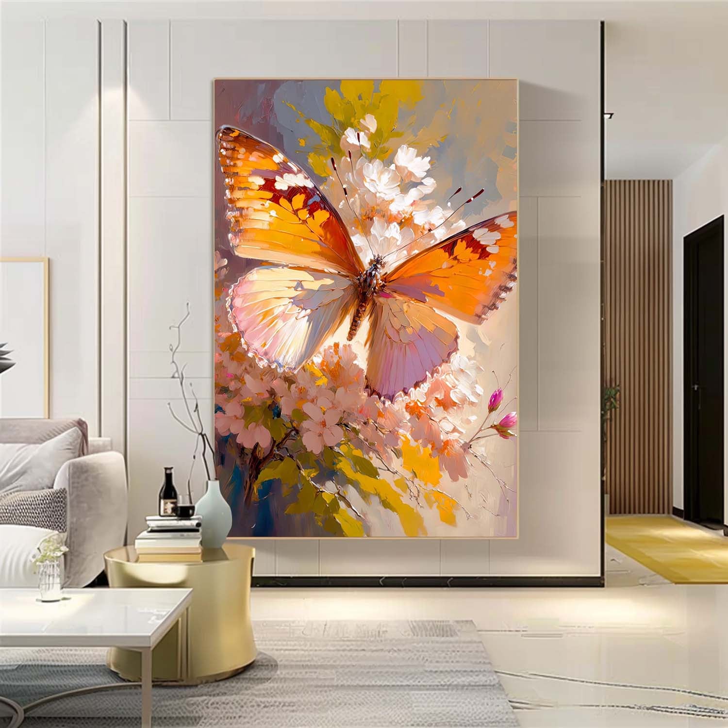 Bright Oil Painting Modern Texture Oil Painting Impressionist Butterfly Wall Art Original Artwork Decor