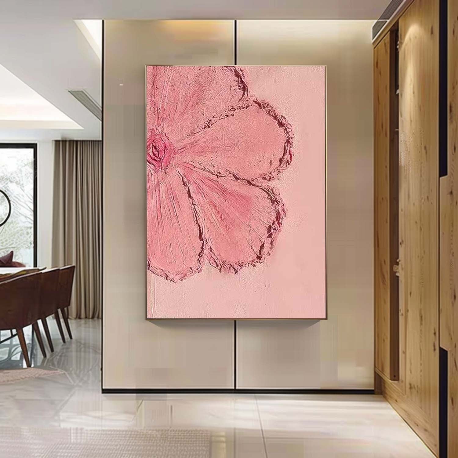Pink Texture Original Modern 3D Flowers Artwork Abstract Petal Oil Painting On Canvas Floral Wall Art Home Decor