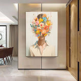 Abstract Color Flower Faceless Artwork Large Portrait Painting Original Lady Wall Art For Living Room