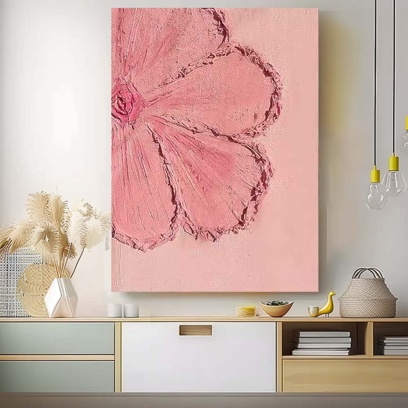 Pink Texture Original Modern 3D Flowers Artwork Abstract Petal Oil Painting On Canvas Floral Wall Art Home Decor