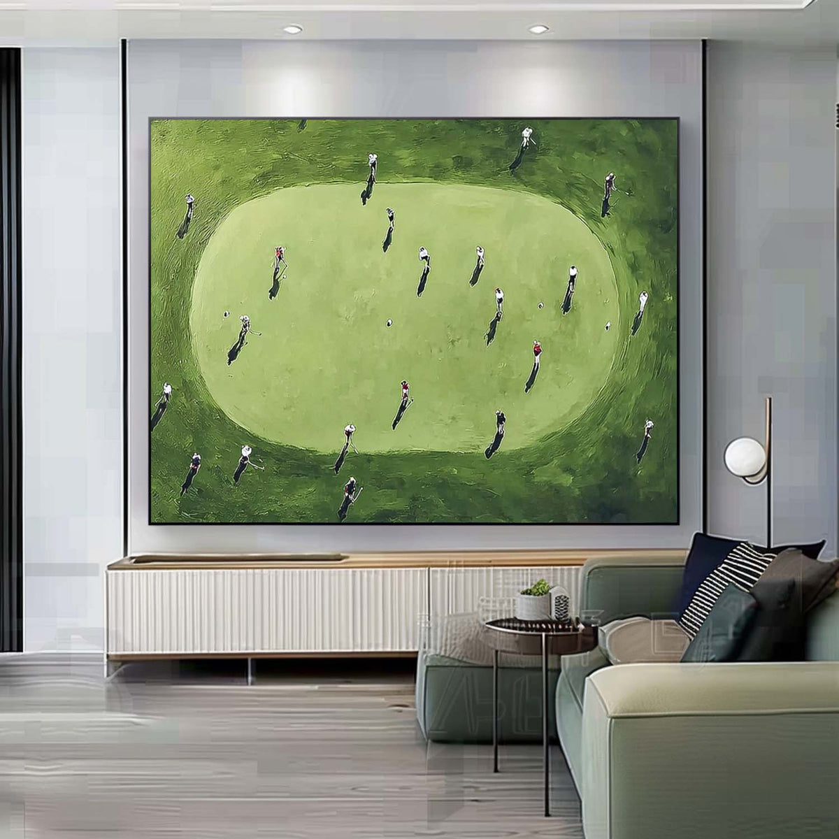 Textured Large Football Court Painting Canvas Abstract Football Sports Wall Art Football Lovers Gift