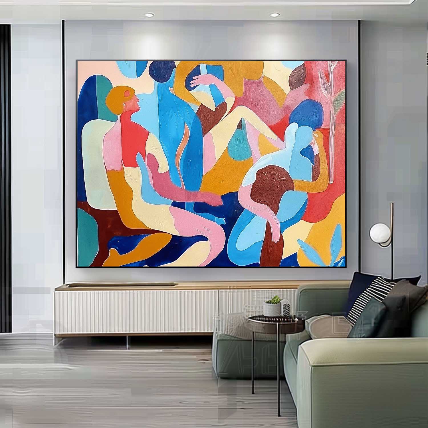 Abstract Portraiture Expressive Characters Artwork Artistic Faces Painting Bold Cubist-Inspired Modern Art Painting Home Decor