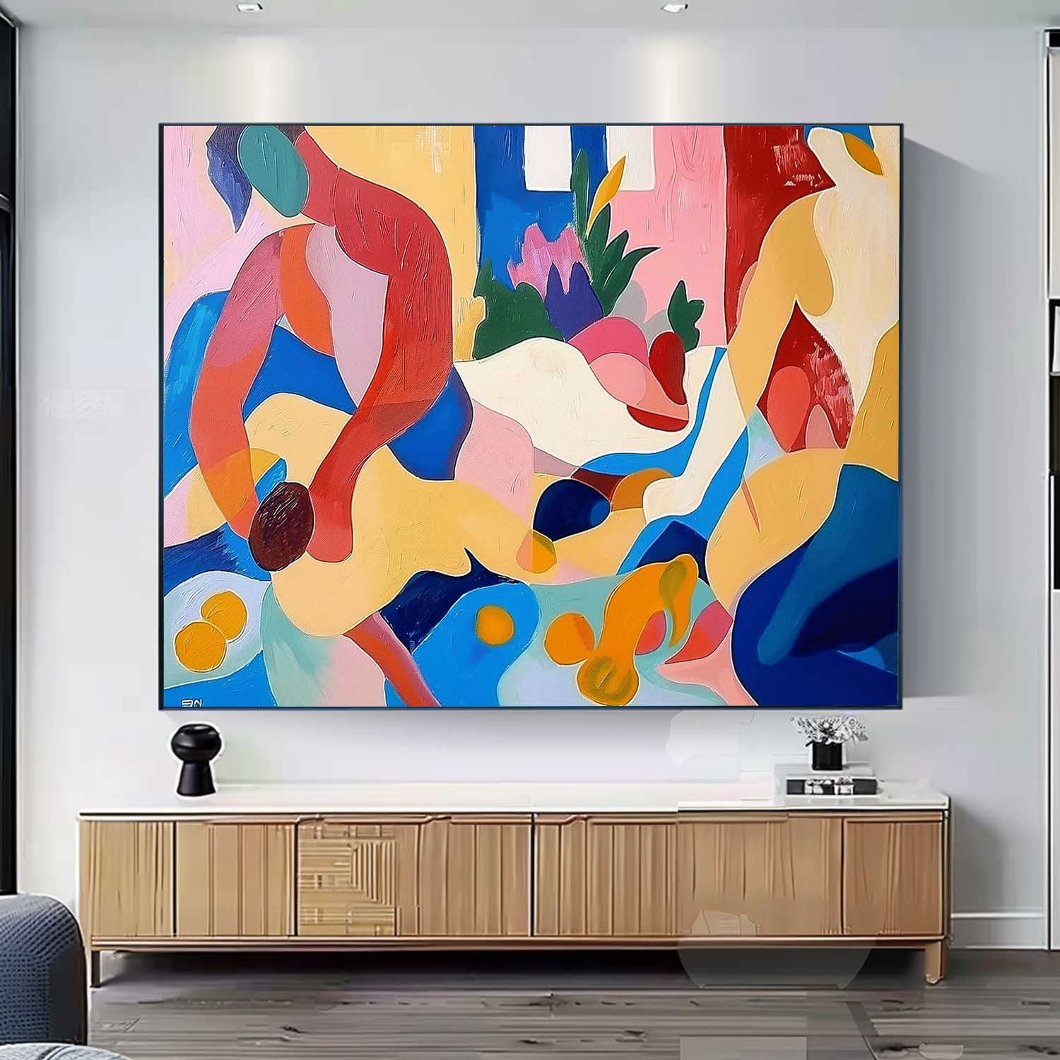 Artistic Faces Painting Bold Cubist-Inspired Modern Art Painting Figures Art Abstract Portraiture Expressive Characters Artwork