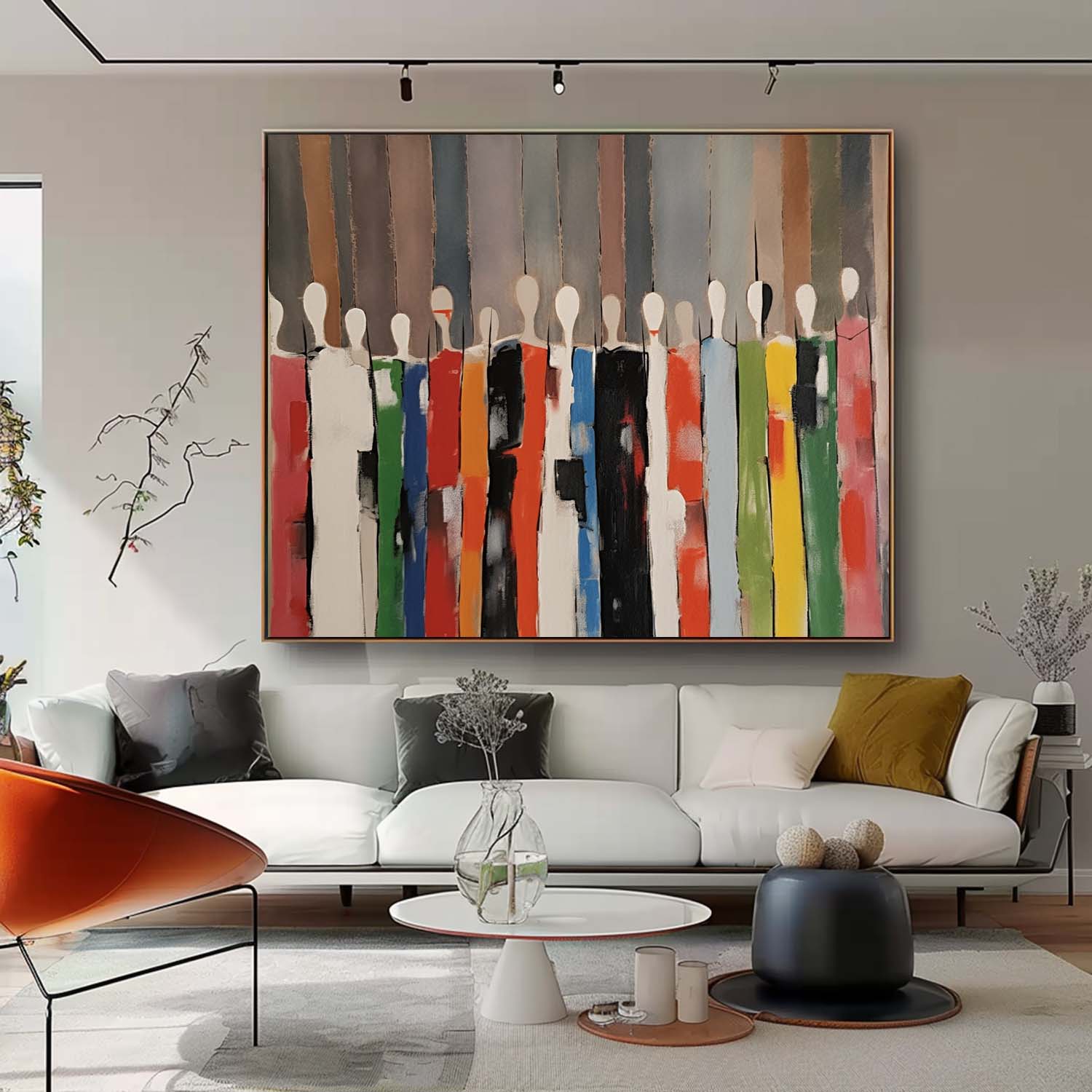 Large Color Human Silhouette Wall Art Abstract Figure Oil Painting Original Human Artwork For Living Room