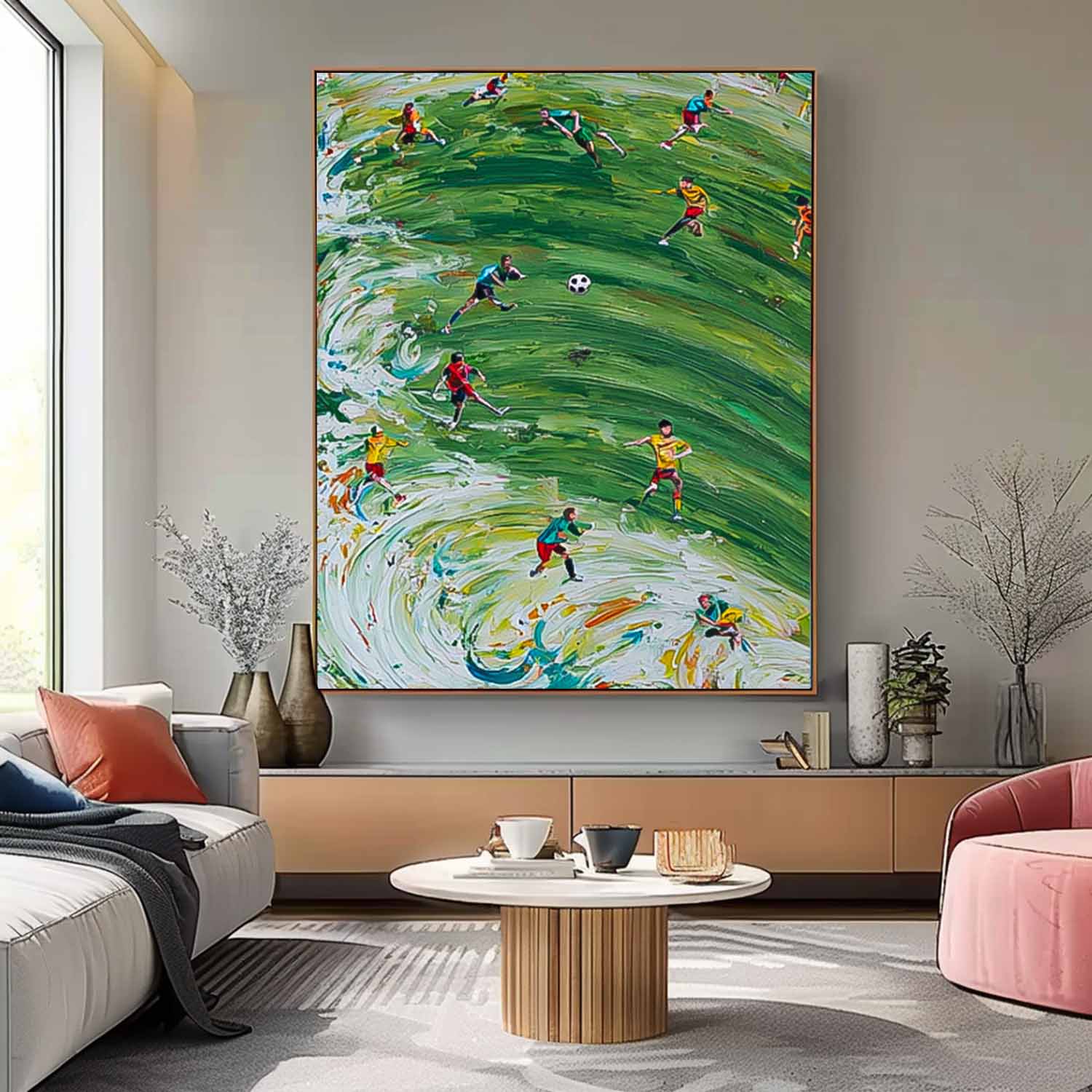 Green Football Textured Canvas Art Textured Football Wall Art Sports Art Lover Gift Home Decor