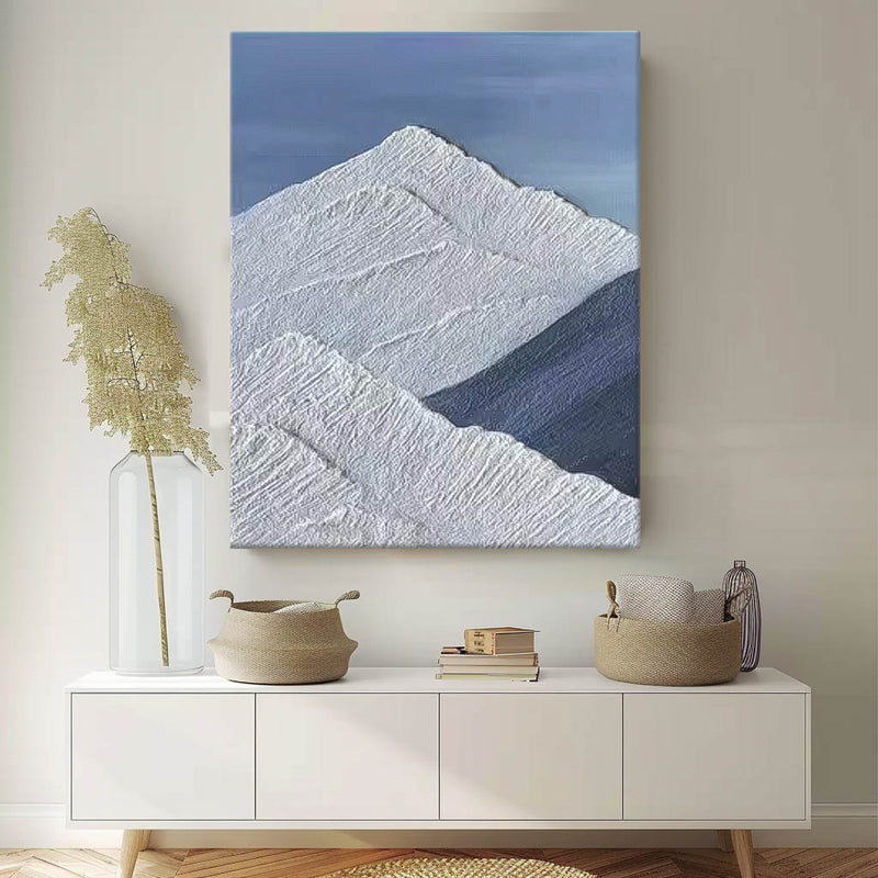 Large Landscape Oil Painting On Canvas Abstract Blue Snow Mountain Modern Wall Art Acrylic Painting Home Decor