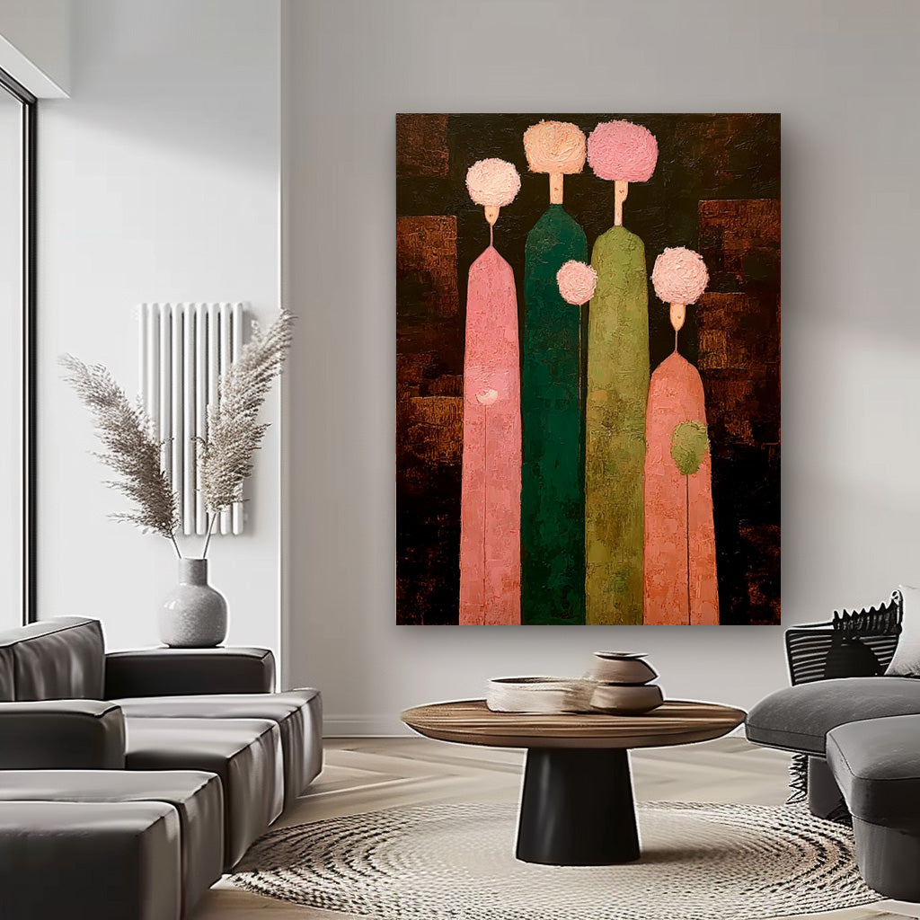 Abstract Family Wall Art Unique Modern Decor with Soft Tones For Cozy Living Spaces Textured Canvas Original