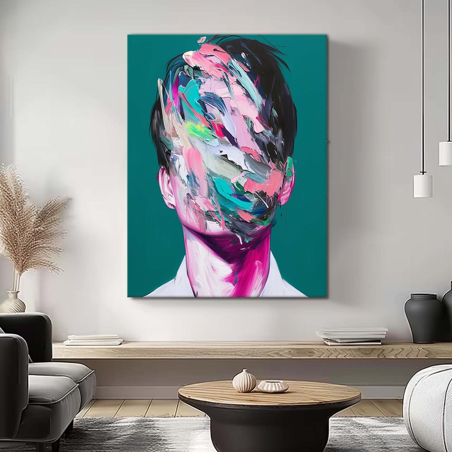 Face Figurative Texture Portrait Large Handsome Boy Wall Art Original Man Painting Canvas Fashion Home Decor