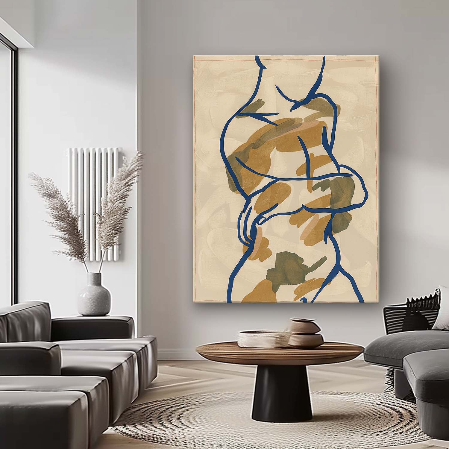 Minimalism Artwork Figure Contour Acrylic Painting Nordic Style Original Abstract Body Line Outline Wall Art