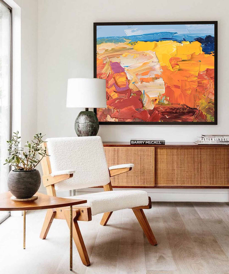 Large Abstract Canvas Oil Painting Original Wall Art Simple Landscape Painting Living Room Decoration