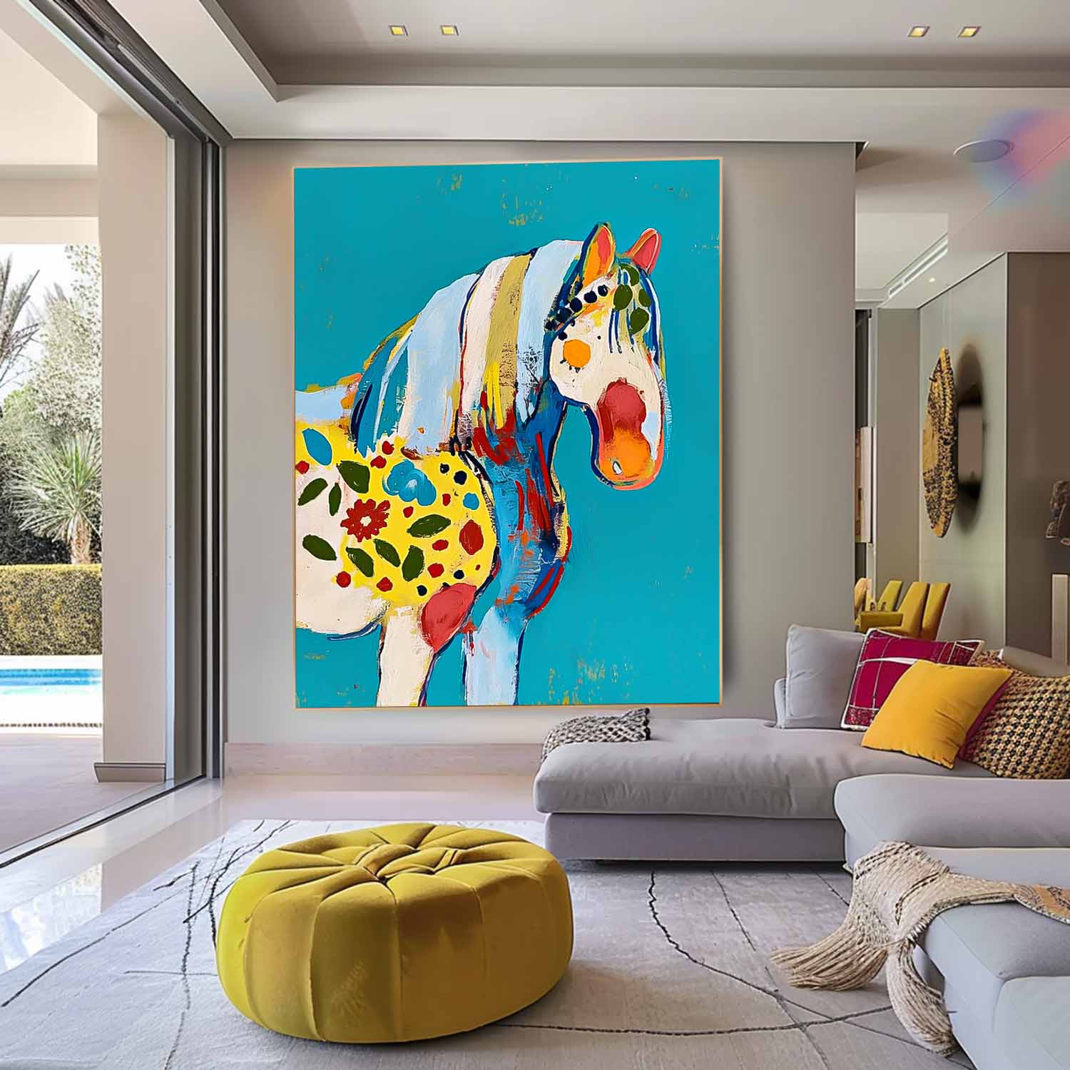 Minimalism Graffiti Animal Oil Painting Modern Horse Abstract Wall Art Large Acrylic Painting Home Decor