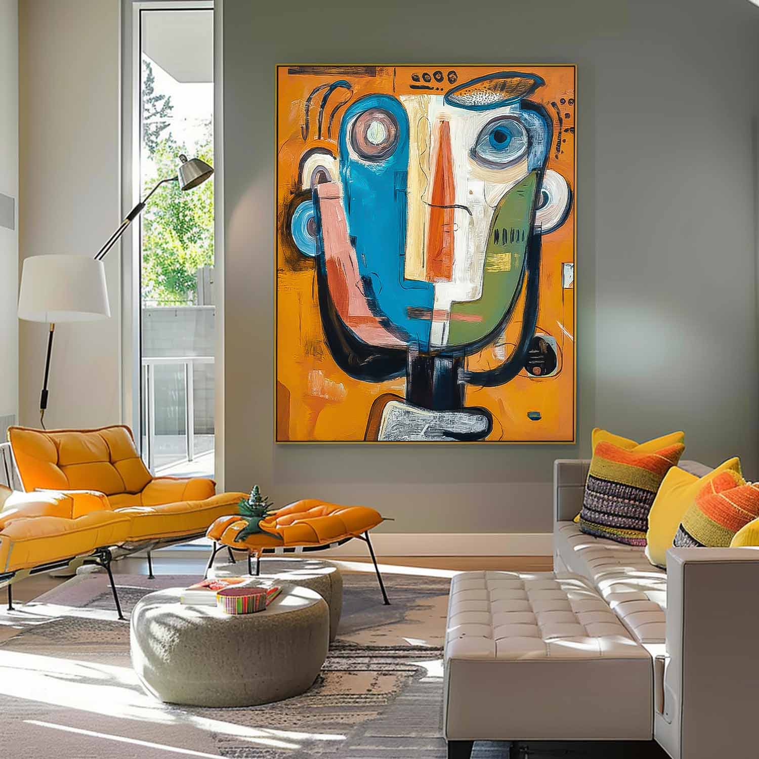 Large People Wall Art Abstract Portrait Oil Painting On Canvas Original Cute Face Painting For Living Room