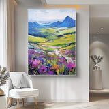 Impressionism Between Mountains And Fields Wall Art Large Landscape Abstract Acrylic Painting On Canvas