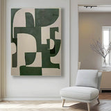 Original Minimalist Artwork Large Green Geometric Wall Art Texture Abstract Canvas Oil Painting