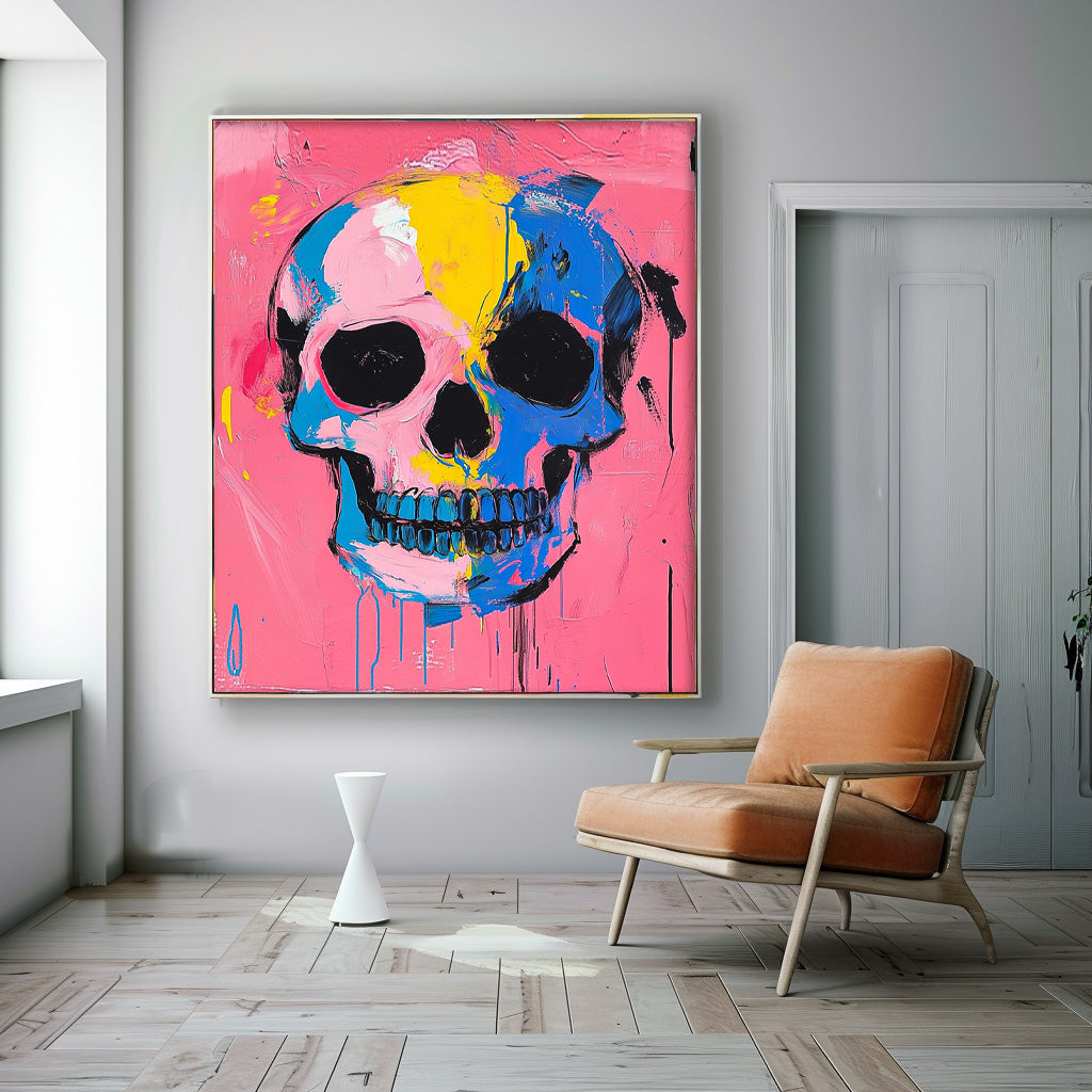 Colorful Original Head Abstract Wall Large Acrylic Painting Lovely Skeleton Painting Art Unique Home Decor