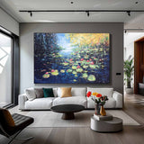 Modern Original Lotus Leaf Framed Wall Art Delicate And Small Abstract Lotus Flowers Acrylic Painting