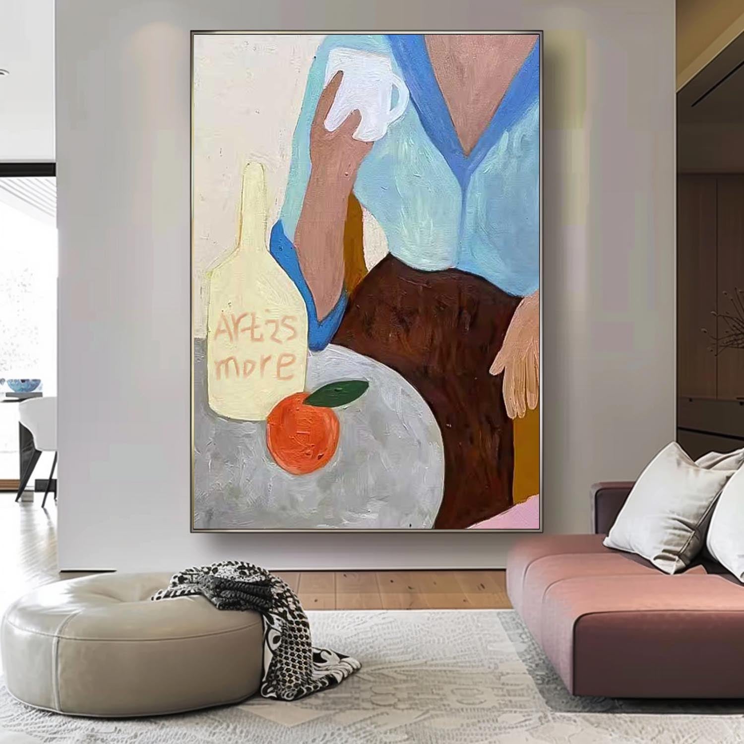 Original Wall Art Minimalist Abstract Cartoon Characters oil Painting On Canvas Modern People Acrylic Painting 