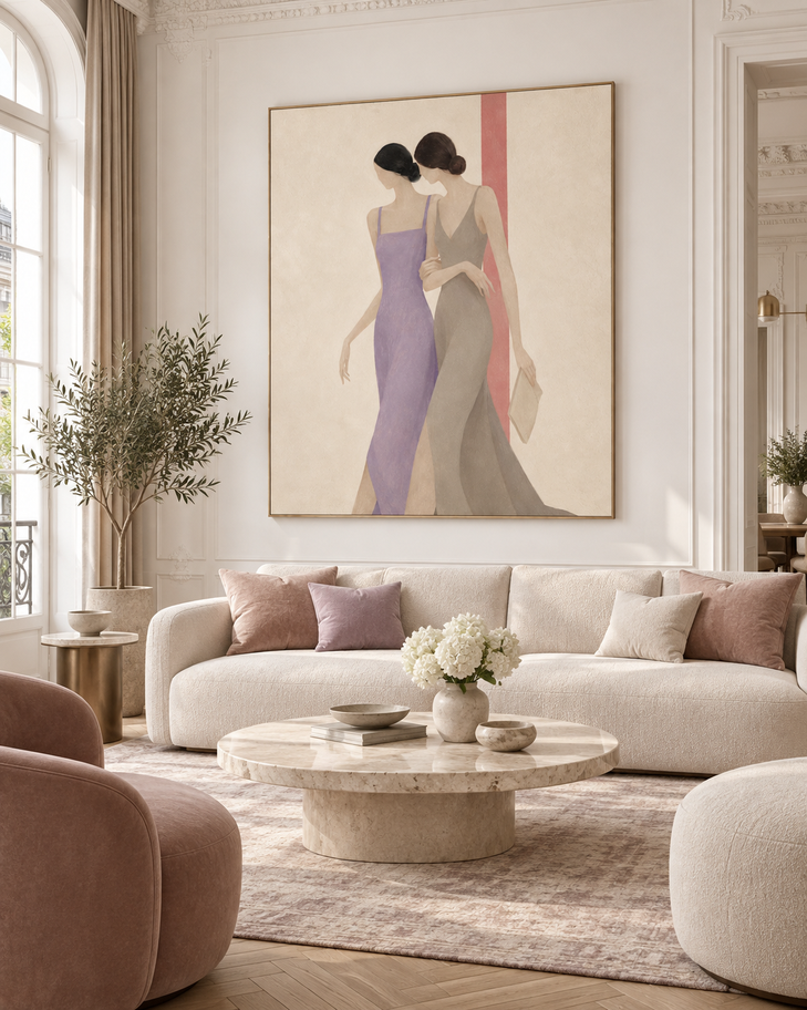 Minimalist Geometric Figure Painting In Morandi Colors Original Handmade Artwork