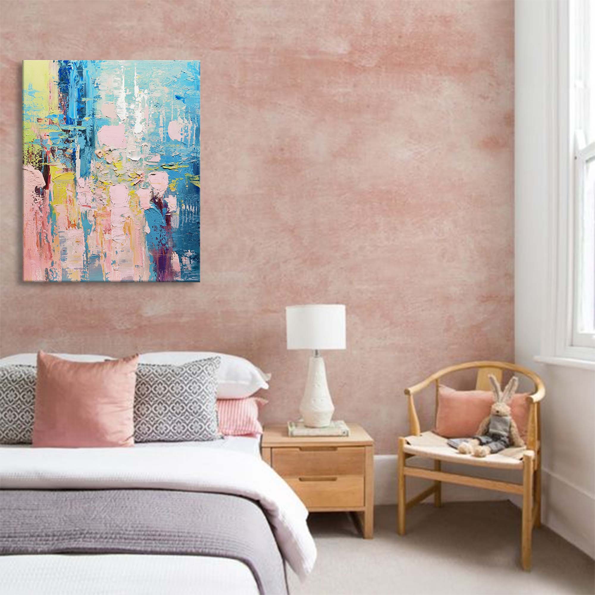 Large Abstract Painting Colorful Painting On Canvas Original Pink Painting Blue Painting Bright Wall Art Modern Wall Island Decor Ideas