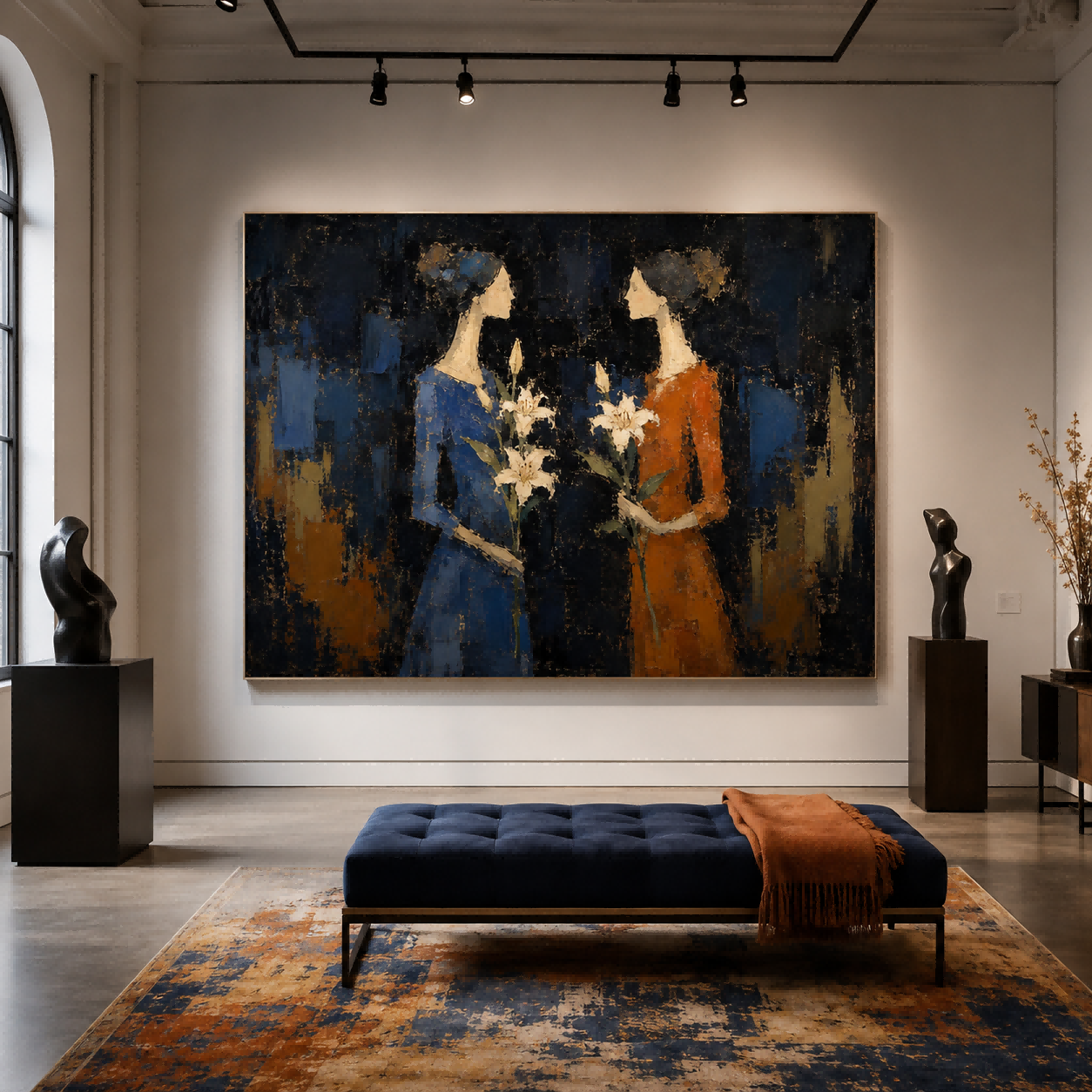 Romantic Figurative Art Print Elegant Women Silhouette For Lounge Decor