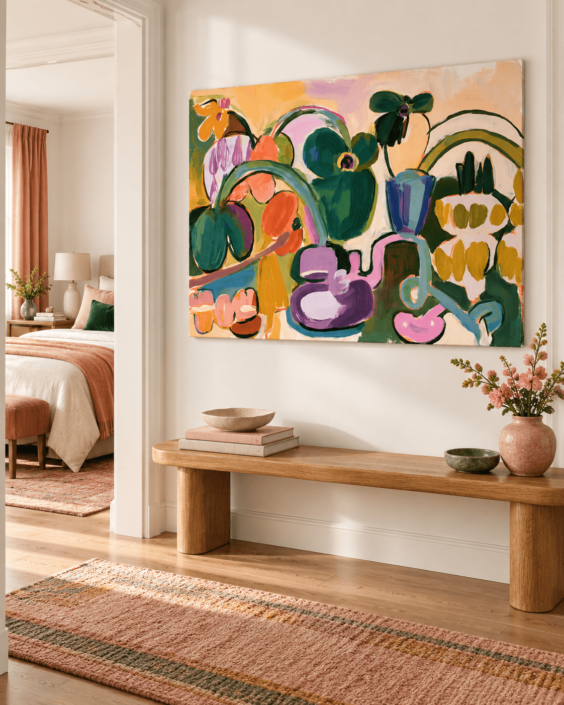 Vibrant Abstract Expressionism Art With Warm Tones And Fluid Shapes