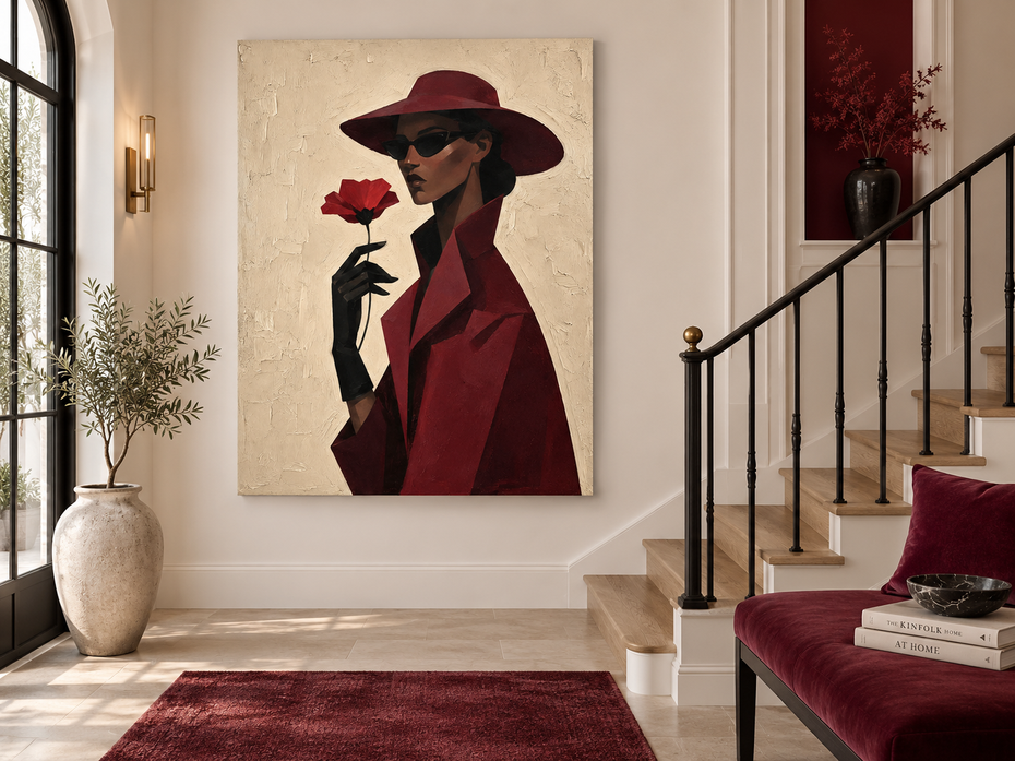 Minimalist Geometric Vintage Style Art Elegant Woman With Sunglasses Canvas