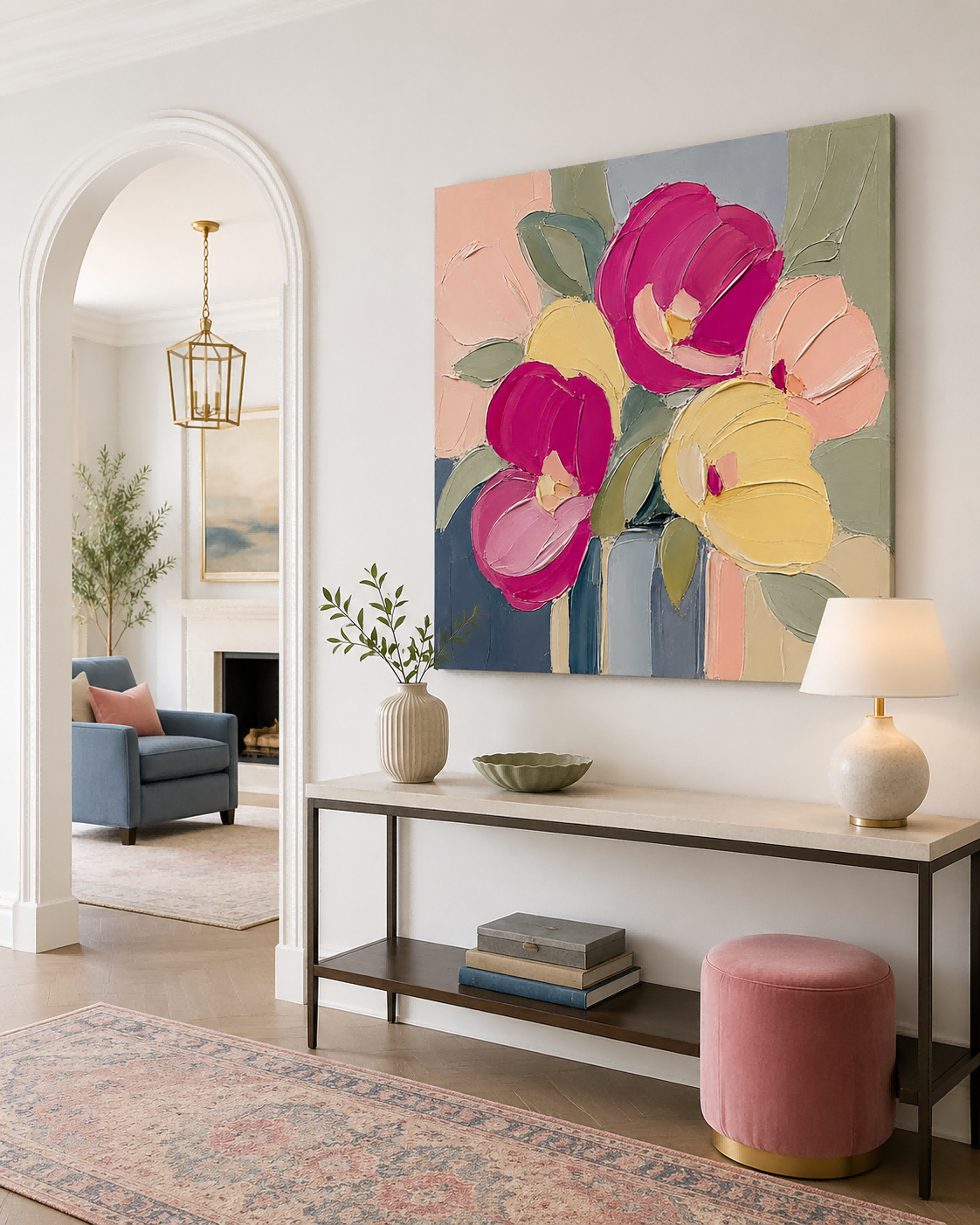 Modern Impasto Floral Painting With Bold Colors And Textured Brushwork For Art Collectors