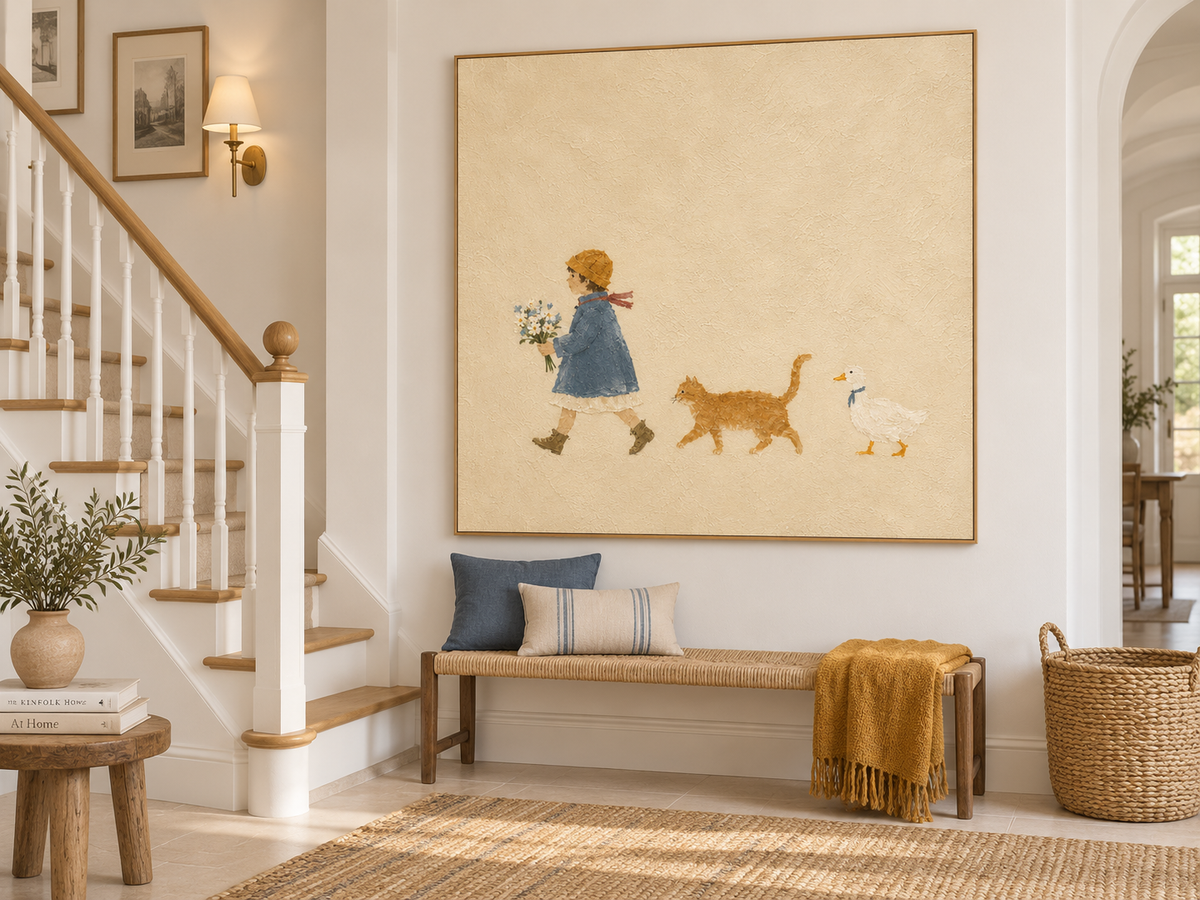 Whimsical Nursery Wall Art Hand-Painted Square Canvas For Kids Room