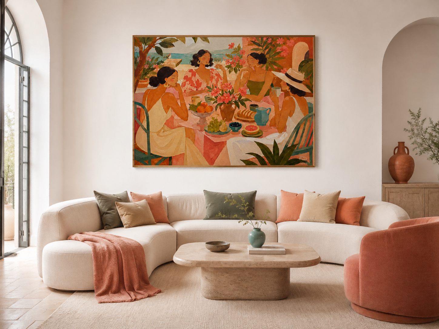 Whimsical Art Deco Style Painting For Luxury Living Room Decor