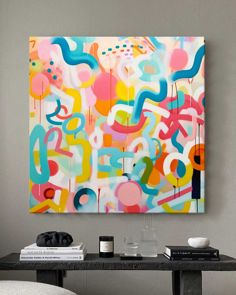 Vibrant Colorful Abstract Oil Painting On Canvas Modern Wall Art Large Original Color Acrylic Painting For Living Room