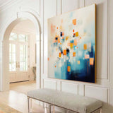 Large Bright Blue And Yellow Acrylic Painting Original Abstract Oil Painting Modern Wall Art For Living Room