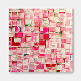 Square Pink Original Abstract Knife Oil Painting on Canvas Abstract Acrylic Painting Wall Art Pink Modern Art Home Decor