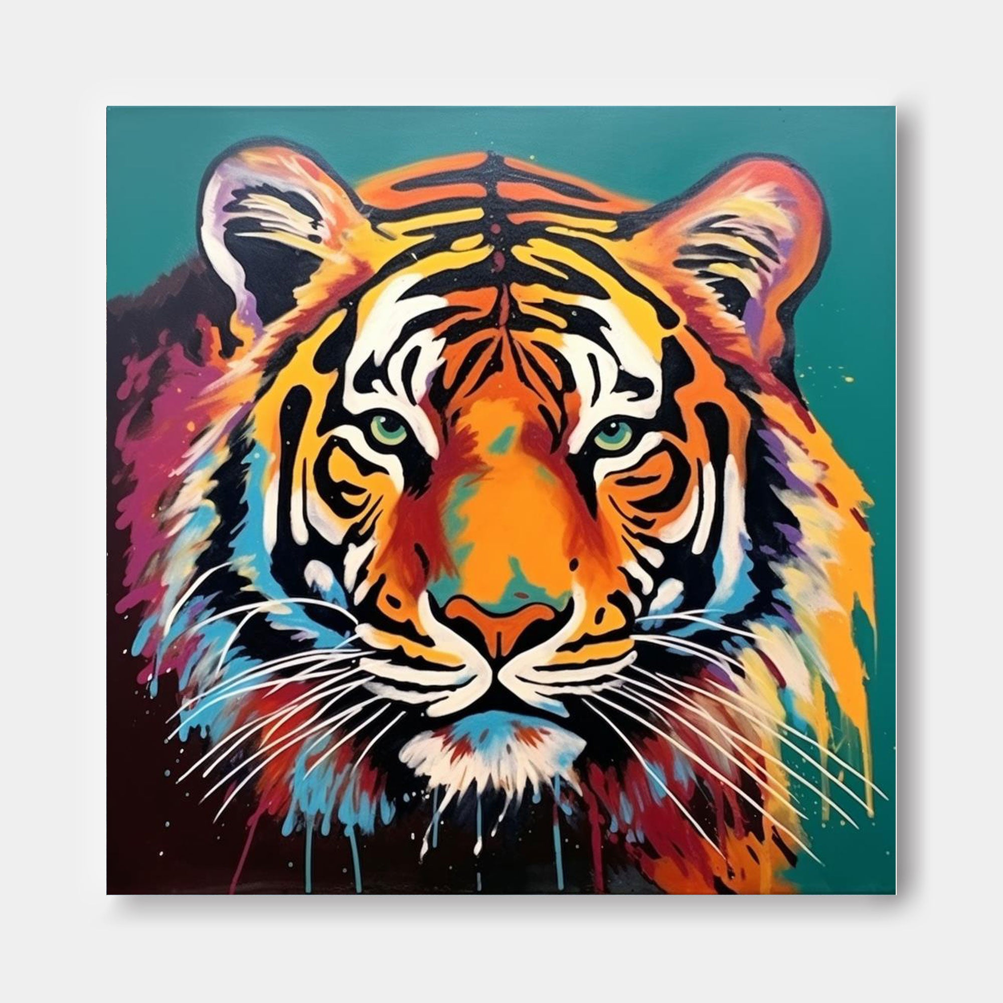 Large Abstract Tiger Oil Painting On Canvas Original Tiger Canvas Wall Art Modern Impressionist Animal Artwork for Living Room Bedroom