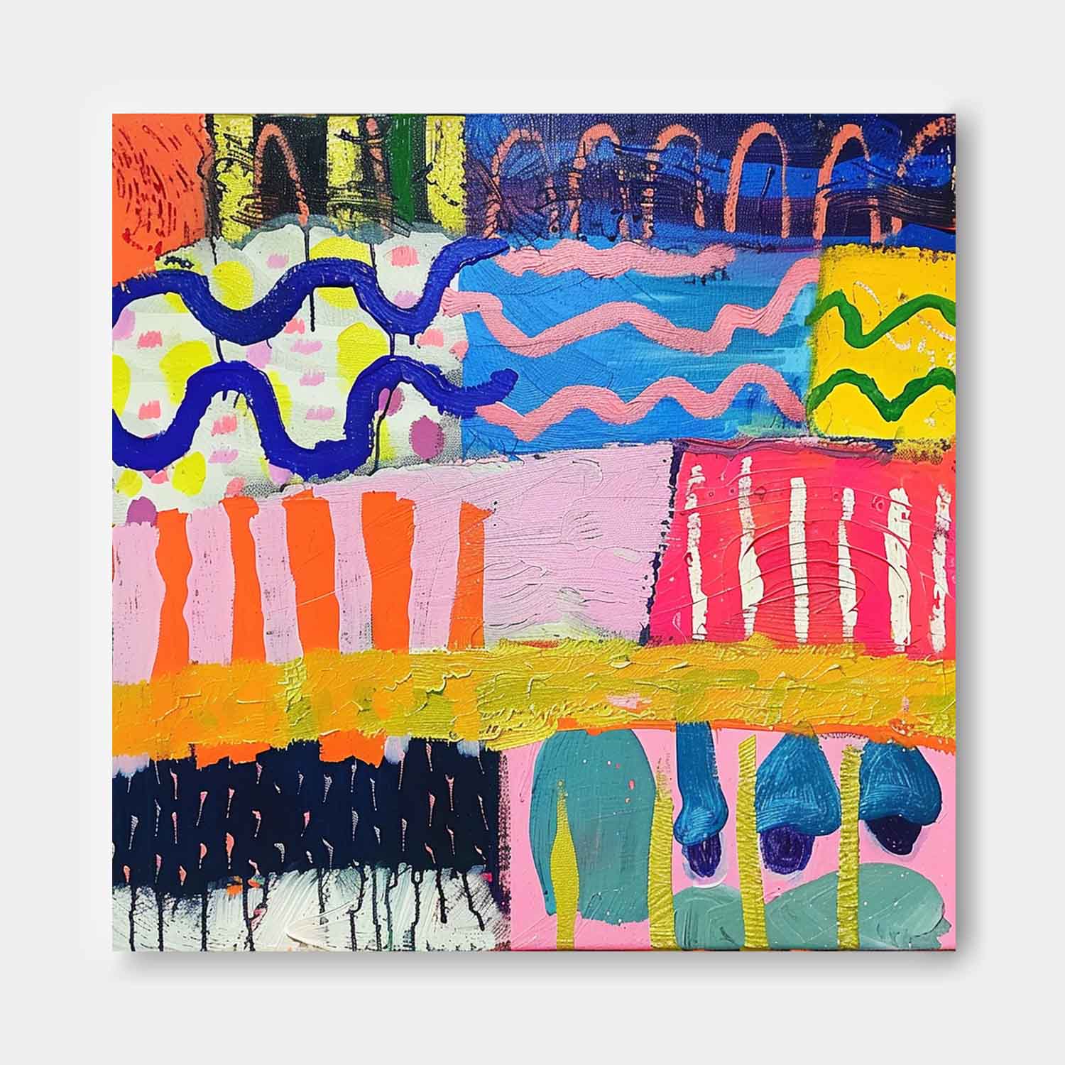Modern Textured Artwork Colorful Original Hand-painted Canvas Wall Art Large Graffiti Abstract Oil Painting