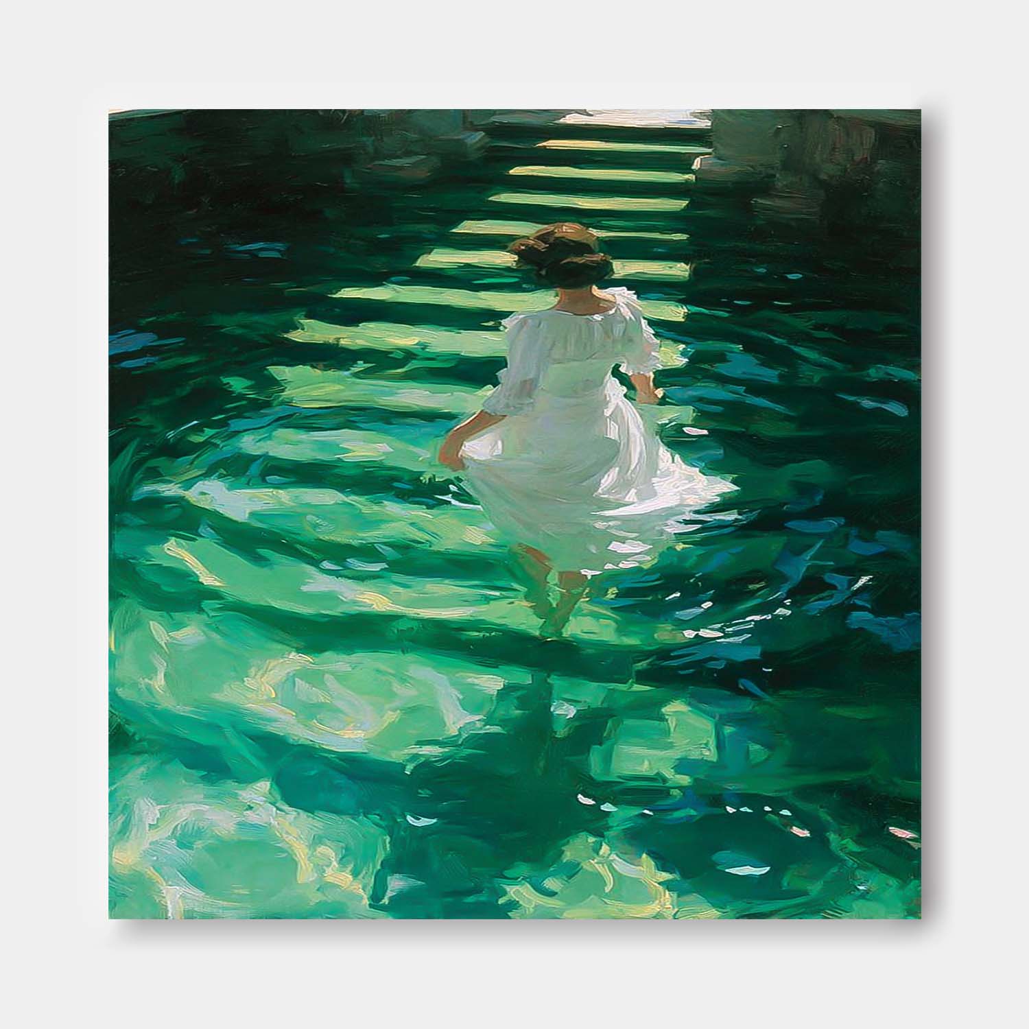 Woman In Water Oil Painting Modern Canvas Wall Art Decor With Light & Shadow Effect Handmade Painting 