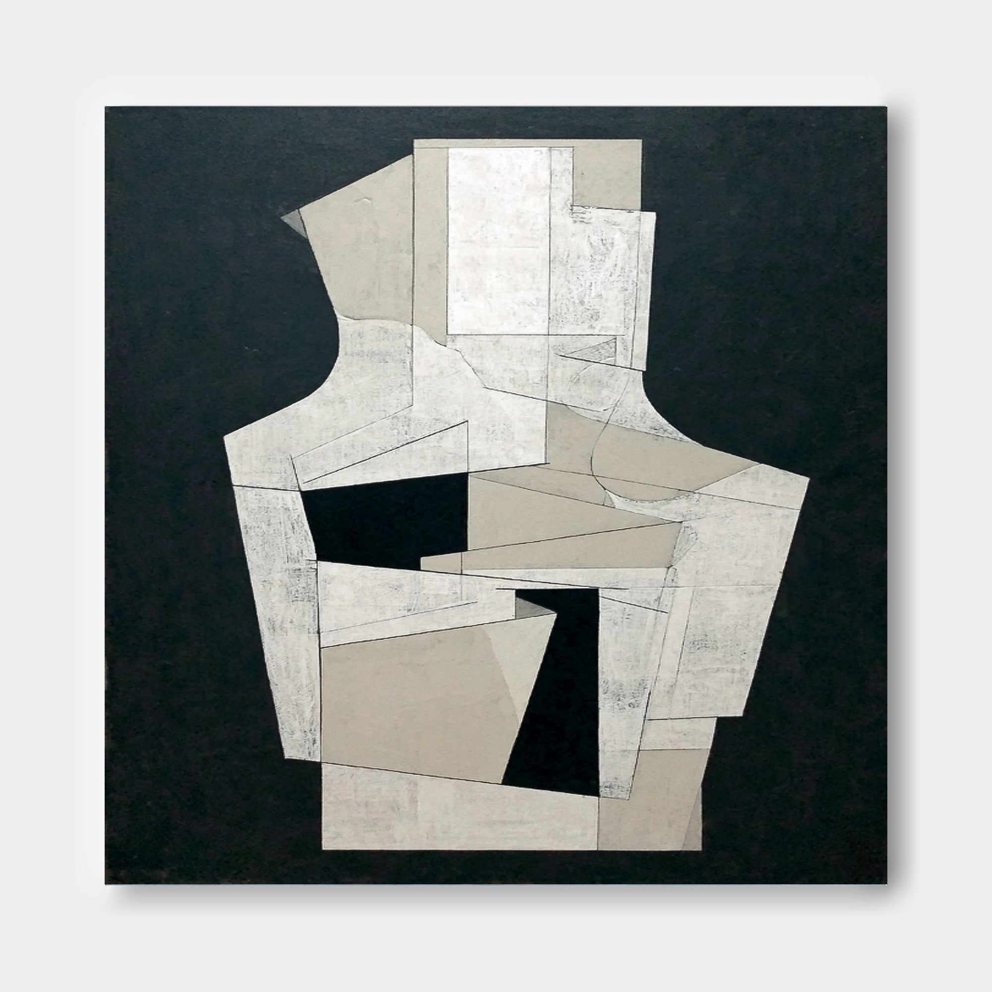 Minimalist Wall Art Abstract Geometric Black White Canvas Painting Modern Decor For Interior Design