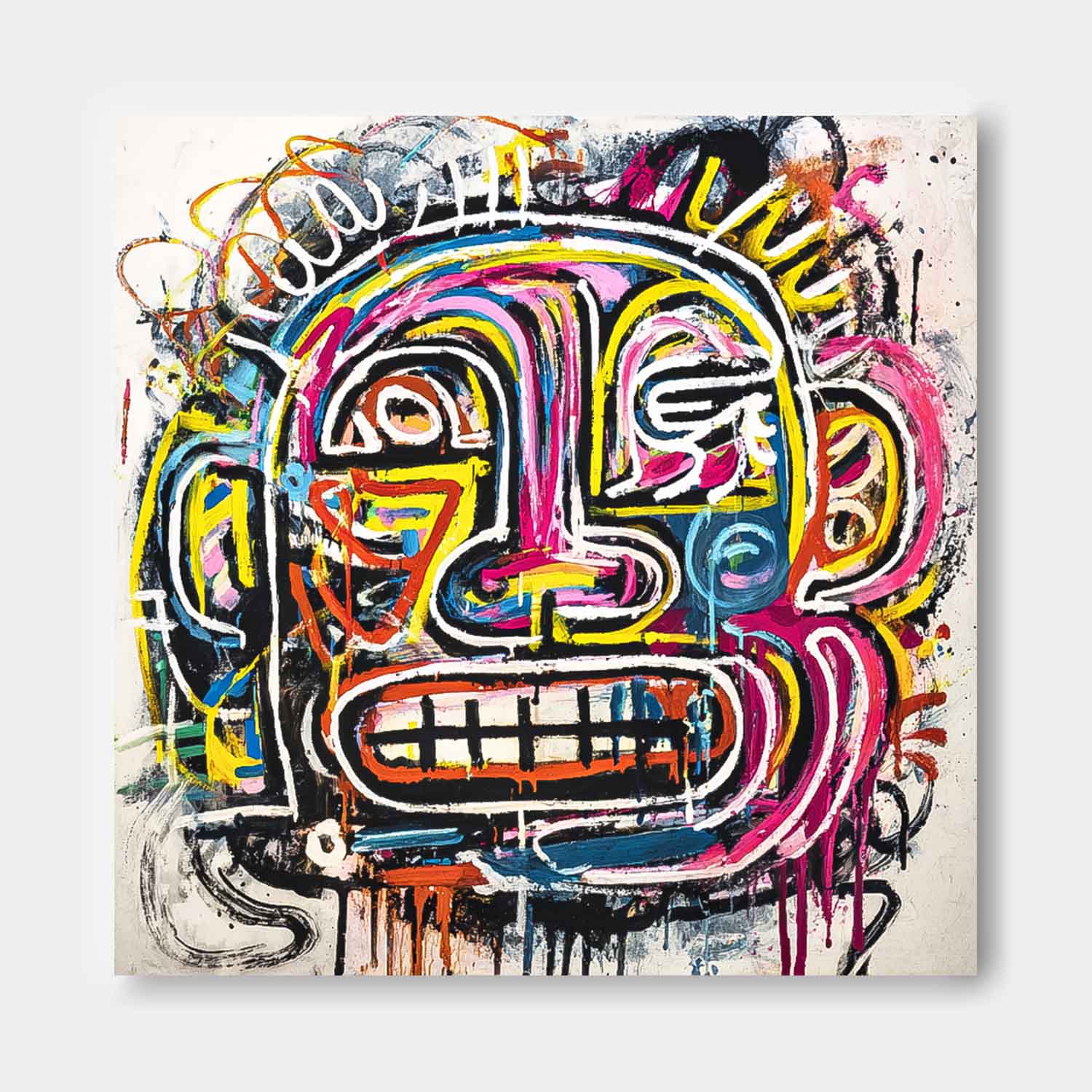 Original Colorful Face Painting Large Graffiti Face Wall Art Abstract Portrait Oil Painting On Canvas