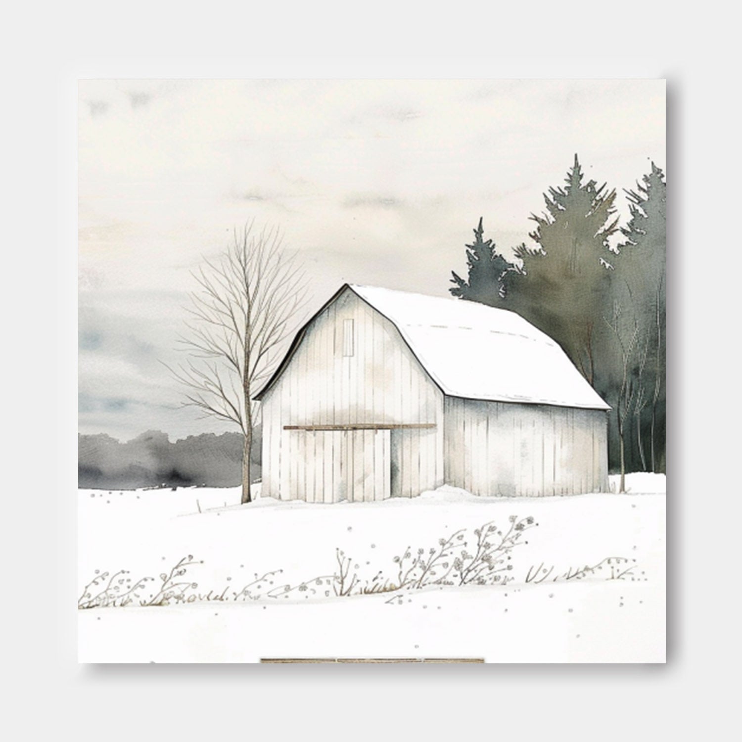 Country Cottage Realism Oil Painting Large White Texture Painting On Canvas Winter Landscape Wall Art