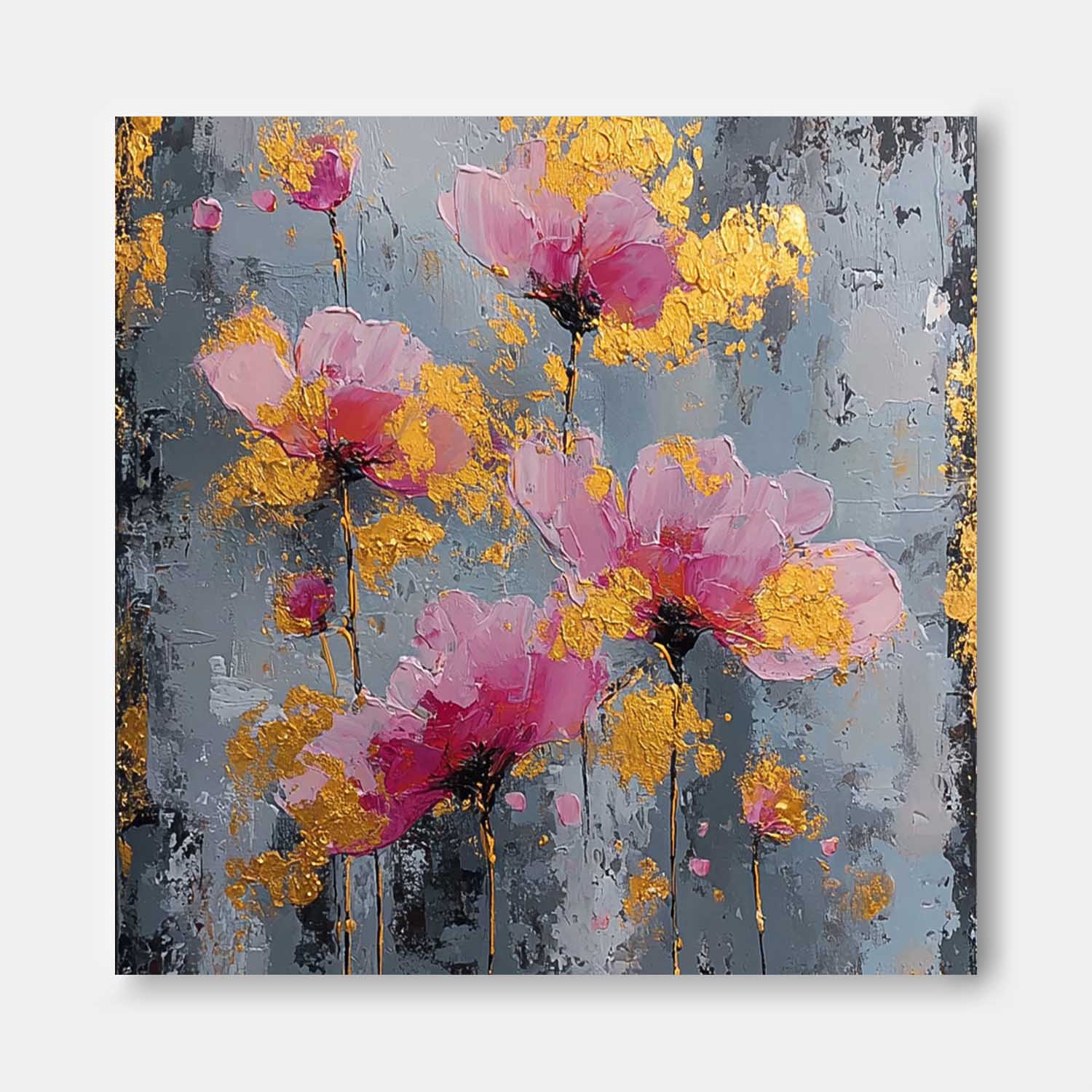 Textured Impasto Botanical Texture Floral Oil Painting Impasto Flower Wall Art Vintage Moody Floral Decor