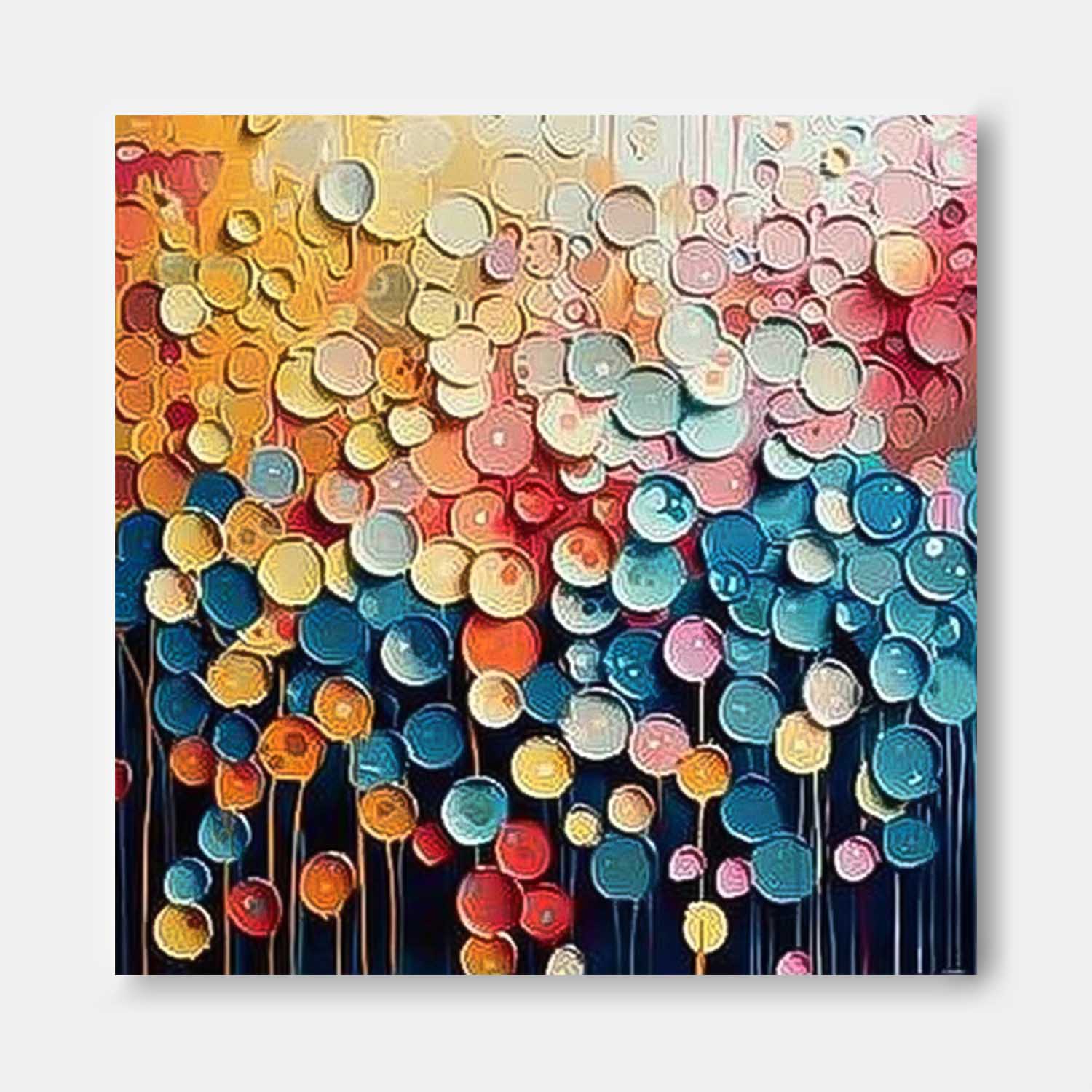 Contemporary Circle Color Block Oil Painting Square Texture Abstract Colorful Acrylic Painting On Canvas Wall Art