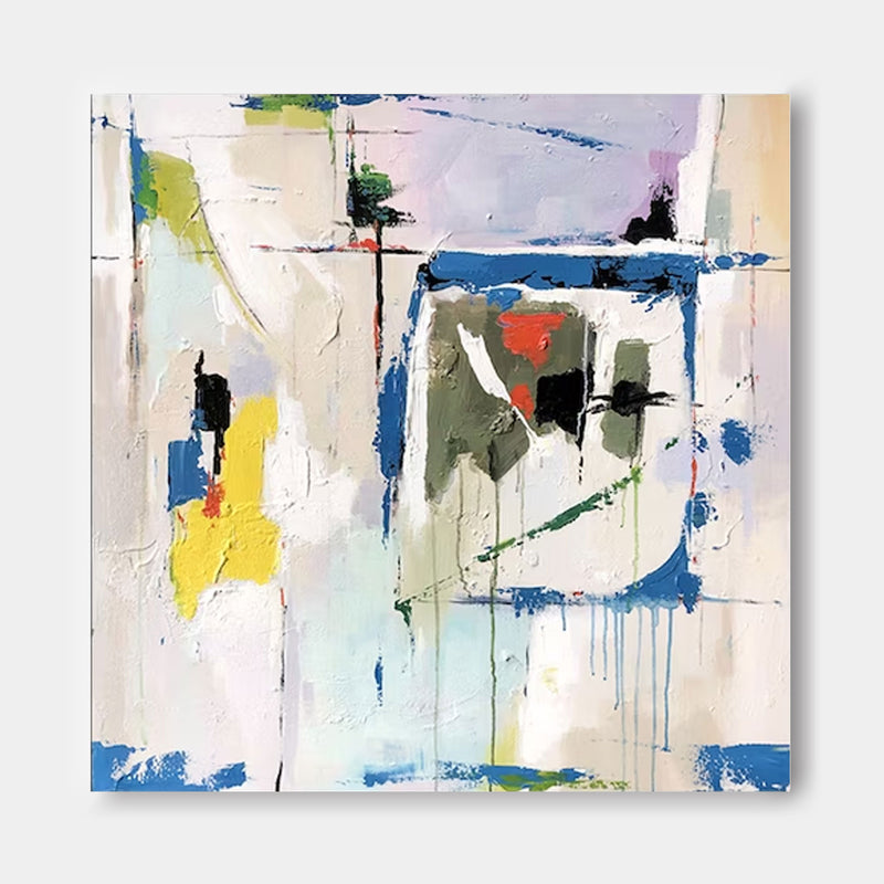 Original Abstract Oil Painting on Canvas expressionism as this unique blue square painting adds a touch of sophistication and creativity to your home decor