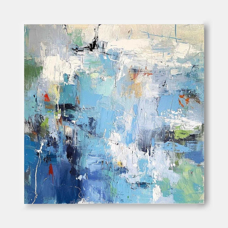 Original Modern Wall Art Square Abstract Texture Oil Painting Blue Large Acrylic Painting On Canvas Home Decor