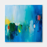 Tiny Canvas Painting Original Wall Art Contemporary New Blue Abstract Painting  Home Decor