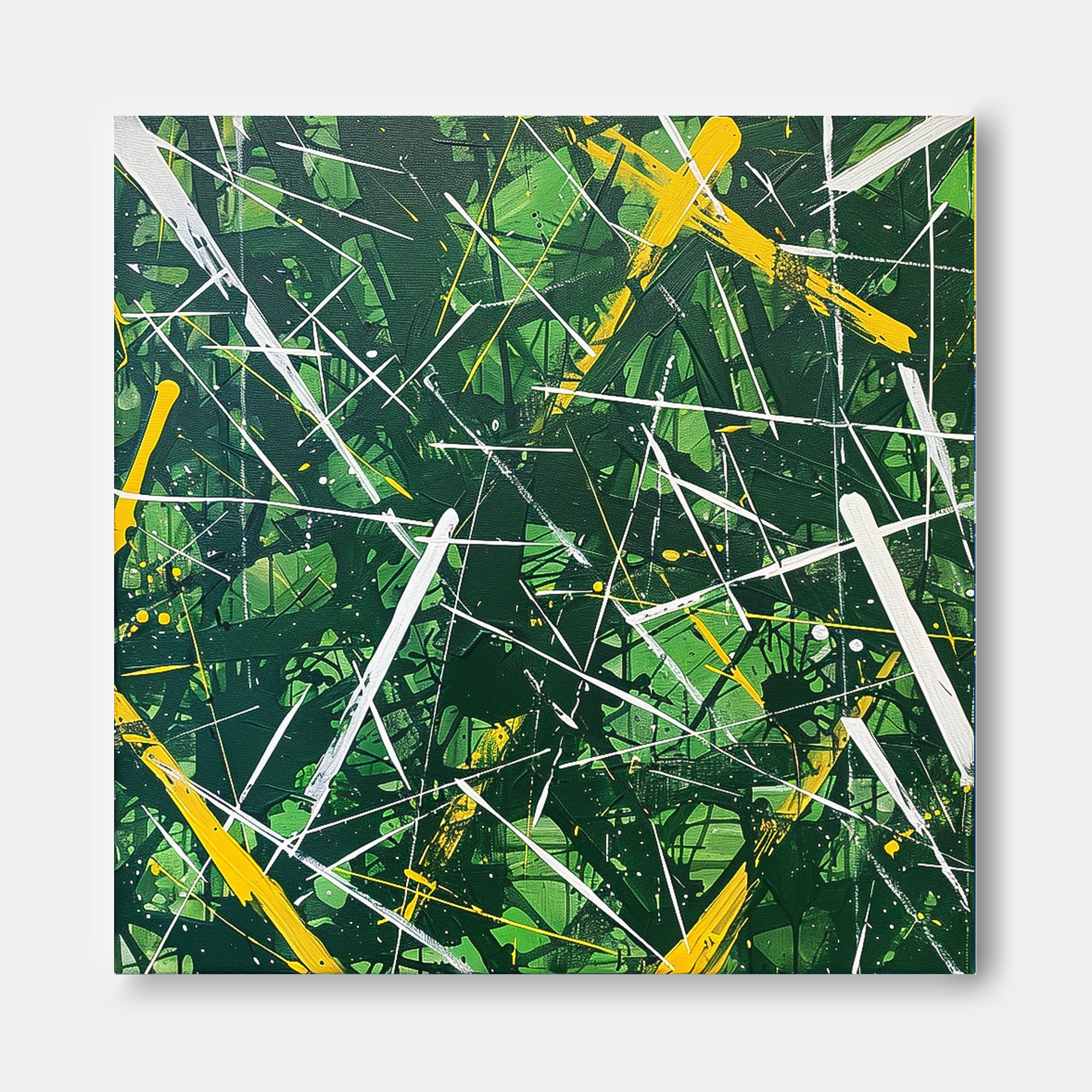 Warm Green Square Acrylic Painting Canvas Great scraper Abstract Art Original Painting For Sale