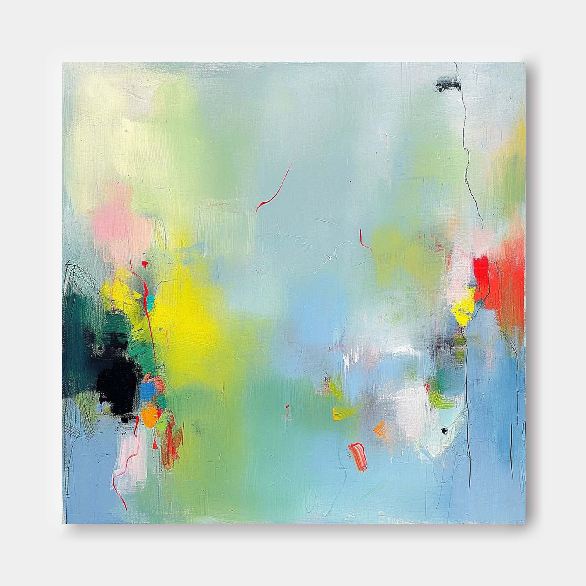 Contemporary Abstract Painting Framed Bright Minimalist Abstract Art Large Acrylic Abstract Canvas Wall art 